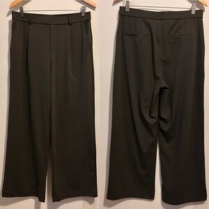 Halara Large Women’s High Waisted Picket Wide Flowy Solid Dark Green Pants